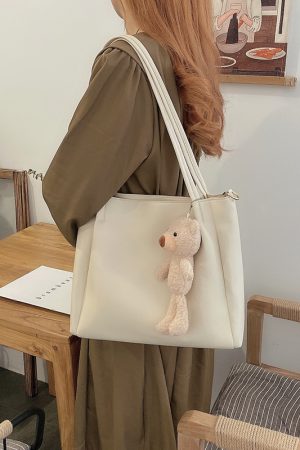 Versatile Women's Crossbody Bag - Large Capacity Handheld Shoulder Bag for Students - Trendy 2025 Little Bear Design Tote