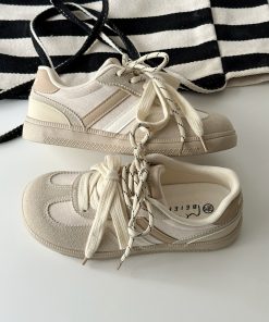 Versatile Women's White Training Sneakers - Soft Sole Casual Skate Shoes, 2025 Spring Style, Trendy Comfort for Active Lifestyle