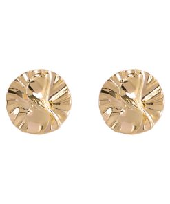 Vintage 3D Lotus Leaf Earrings in 925 Silver - Retro Round Wrinkled Metal Ear Clips for French Style Elegance