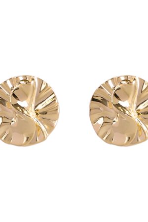 Vintage 3D Lotus Leaf Earrings in 925 Silver - Retro Round Wrinkled Metal Ear Clips for French Style Elegance