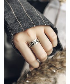 Vintage 925 Silver Non-Fish Concave Convex Wide Ring for Men and Women, Personalized Design for Middle and Index Finger Fashion Accessory