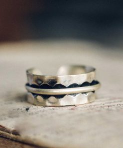 Vintage 925 Silver Non-Fish Concave Convex Wide Ring for Men and Women, Personalized Design for Middle and Index Finger Fashion Accessory