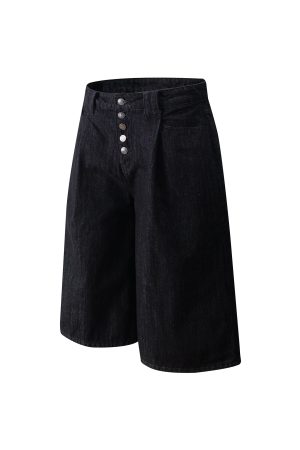 Vintage American Button Fly Raw Denim Shorts for Summer - High Street Cleanfit Style, 90s Inspired, Casual Wear