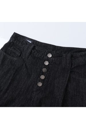 Vintage American Button Fly Raw Denim Shorts for Summer - High Street Cleanfit Style, 90s Inspired, Casual Wear