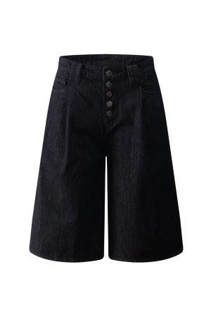 Vintage American Button Fly Raw Denim Shorts for Summer - High Street Cleanfit Style, 90s Inspired, Casual Wear