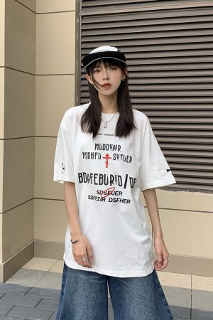 Vintage American Campus Short Sleeve T-Shirt for Couples - Unisex Heavyweight Pure Cotton, Loose Fit, High Street Trend
