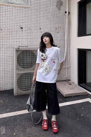 Vintage American Dalmatian Oversized Short Sleeve T-Shirt for Women and Men - Heavyweight Pure Cotton Streetwear