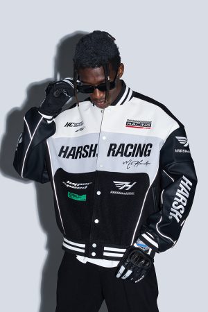 Vintage American Heavyweight Racing Baseball Jacket - Retro Style, 90s Inspired, Unisex Fashion Outerwear