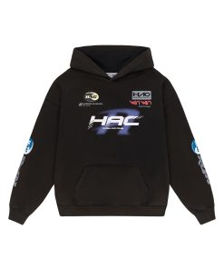 Vintage American Racing Logo Casual Hoodie with Phantom Typography for a Retro 90s Look