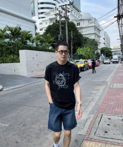 Vintage American Relief Smile Print Short Sleeve T-Shirt for Men - Loose Casual Style, Perfect for 90s Inspired Looks