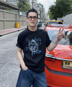 Vintage American Relief Smile Print Short Sleeve T-Shirt for Men - Loose Casual Style, Perfect for 90s Inspired Looks