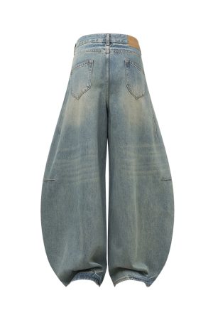 Vintage American Retro Curved Blade Jeans - Natural Thin Summer Casual Pants for a 90s Y2K Look