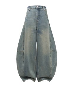 Vintage American Retro Curved Blade Jeans - Natural Thin Summer Casual Pants for a 90s Y2K Look