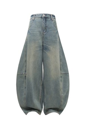 Vintage American Retro Curved Blade Jeans - Natural Thin Summer Casual Pants for a 90s Y2K Look