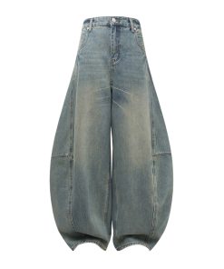 Vintage American Retro Curved Blade Jeans - Natural Thin Summer Casual Pants for a 90s Y2K Look