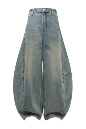 Vintage American Retro Curved Blade Jeans - Natural Thin Summer Casual Pants for a 90s Y2K Look