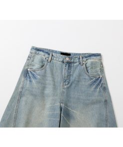 Vintage American Retro Curved Blade Jeans - Natural Thin Summer Casual Pants for a 90s Y2K Look