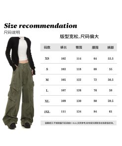 Vintage American-Style Cargo Pants for Women - Multi-Pocket Pleated Wide-Leg Trendy Streetwear Casual Trousers