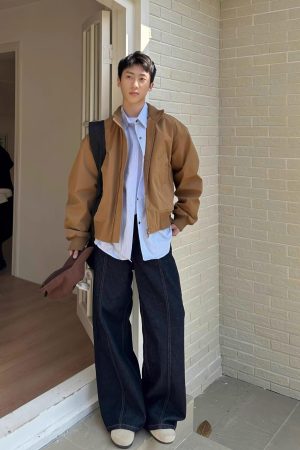 Vintage American-Style High Street Stand Collar Baseball Flight Jacket for Men and Women, Loose Fit Spring Autumn Outerwear