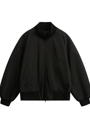 Vintage American-Style High Street Stand Collar Baseball Flight Jacket for Men and Women, Loose Fit Spring Autumn Outerwear