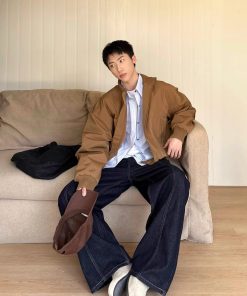 Vintage American-Style High Street Stand Collar Baseball Flight Jacket for Men and Women, Loose Fit Spring Autumn Outerwear