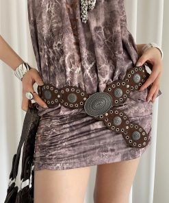 Vintage American Style Women's Western Cowboy Belt - High-End Slimming Waist Cincher for Skirts and Jeans