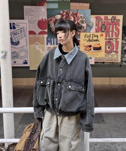 Vintage Barn Style Work Jacket for Women, Lapel Design, American Style, Spring Fashion, Unisex Melard Jacket