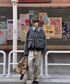 Vintage Barn Style Work Jacket for Women, Lapel Design, American Style, Spring Fashion, Unisex Melard Jacket