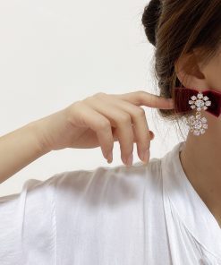 Vintage Baroque Exaggerated Earrings with Black Velvet Bow and Rhinestones - Statement Jewelry, Elegant Fashion Accessory