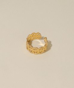 Vintage Baroque Hollow Lace Adjustable Open Ring for Women, Elegant Design, Non-Fading, Perfect for Y2K and Boho Styles