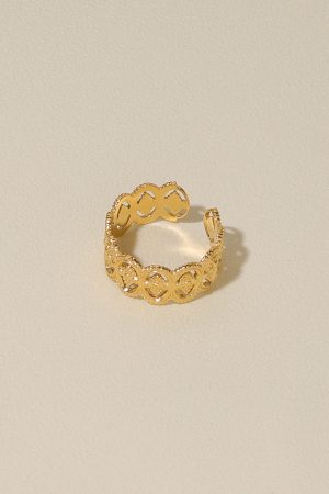 Vintage Baroque Hollow Lace Adjustable Open Ring for Women, Elegant Design, Non-Fading, Perfect for Y2K and Boho Styles