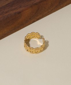 Vintage Baroque Hollow Lace Adjustable Open Ring for Women, Elegant Design, Non-Fading, Perfect for Y2K and Boho Styles