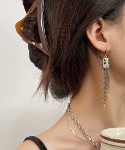 Vintage Baroque Tassel Long Handmade Earrings with Pearl Detail - Unique Elegant Trendy Ear Accessories for Women