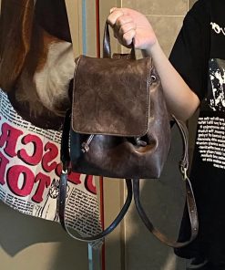 Vintage Black Backpack for Women - Compact Minimalist Shoulder Bag, Xiaohongshu Style, Versatile Literary Design for Summer 2025