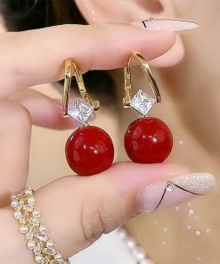 Vintage Black Pearl Ear Clips with Lucky Beads and Zirconia - Elegant Pure Silver Pin Earrings for Women