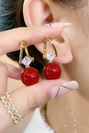Vintage Black Pearl Ear Clips with Lucky Beads and Zirconia - Elegant Pure Silver Pin Earrings for Women