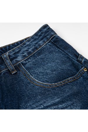 Vintage Blue Summer Whisker American Straight Loose Wide-Leg Long Jeans for Women - 90s Inspired Denim Fashion