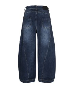Vintage Blue Summer Whisker American Straight Loose Wide-Leg Long Jeans for Women - 90s Inspired Denim Fashion