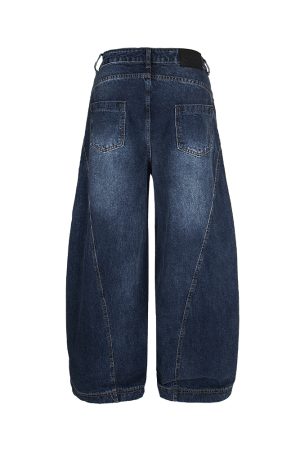 Vintage Blue Summer Whisker American Straight Loose Wide-Leg Long Jeans for Women - 90s Inspired Denim Fashion