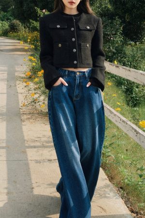 Vintage Boucle Wool Short Coat for Women - Heavy Chanel-Style Jacket - Timeless 90s Fashion Classic