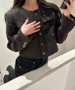 Vintage Boucle Wool Short Coat for Women - Heavy Chanel-Style Jacket - Timeless 90s Fashion Classic