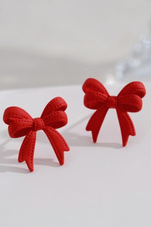 Vintage Bowknot Stud Earrings - Simple Elegant Fresh Design, Minimalist Ear Accessories for Hepburn-Inspired Style