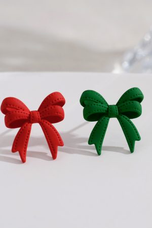 Vintage Bowknot Stud Earrings - Simple Elegant Fresh Design, Minimalist Ear Accessories for Hepburn-Inspired Style