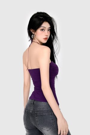 Vintage Brown Beaded Neckline Strapless Tank Top - 2025 Summer Simple Versatile Waist-Defining Backless Style
