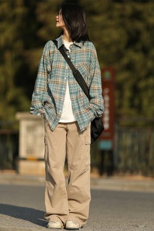 Vintage Brushed Plaid Long Sleeve Shirt Jacket for Men and Women - Loose Casual Frayed Checkered Style for Spring and Autumn Fashion