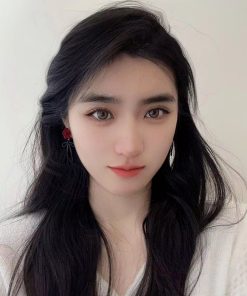 Vintage Burgundy Rose Bowknot Stud Earrings for Women, Unique Flocked Ear Clips, Light Luxury Niche Design, Elegant Accessories