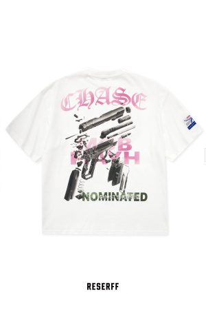 Vintage Casual Loose T-Shirt with Distressed Print - Tactical Breakdown Design, Short Sleeve - Retro 90s Style Tee