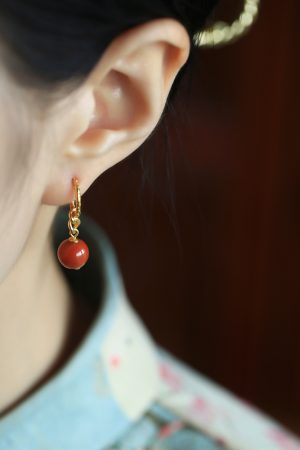 Vintage Chinese Style Red Agate Earrings for Women - Natural Silver Southern Design, Birth Year Inspired, Boho National Wind Jewelry