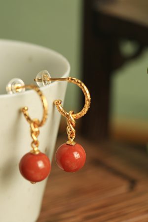 Vintage Chinese Style Red Agate Earrings for Women - Natural Silver Southern Design, Birth Year Inspired, Boho National Wind Jewelry