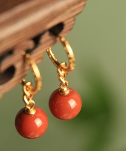 Vintage Chinese Style Red Agate Earrings for Women - Natural Silver Southern Design, Birth Year Inspired, Boho National Wind Jewelry